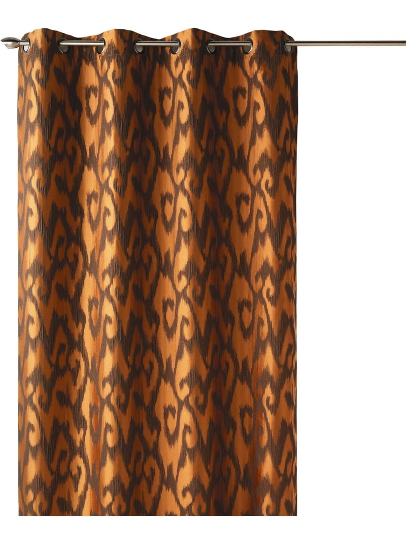 Rideau tamisant en jacquard motifs baroques Jaune foncé - Kiabi