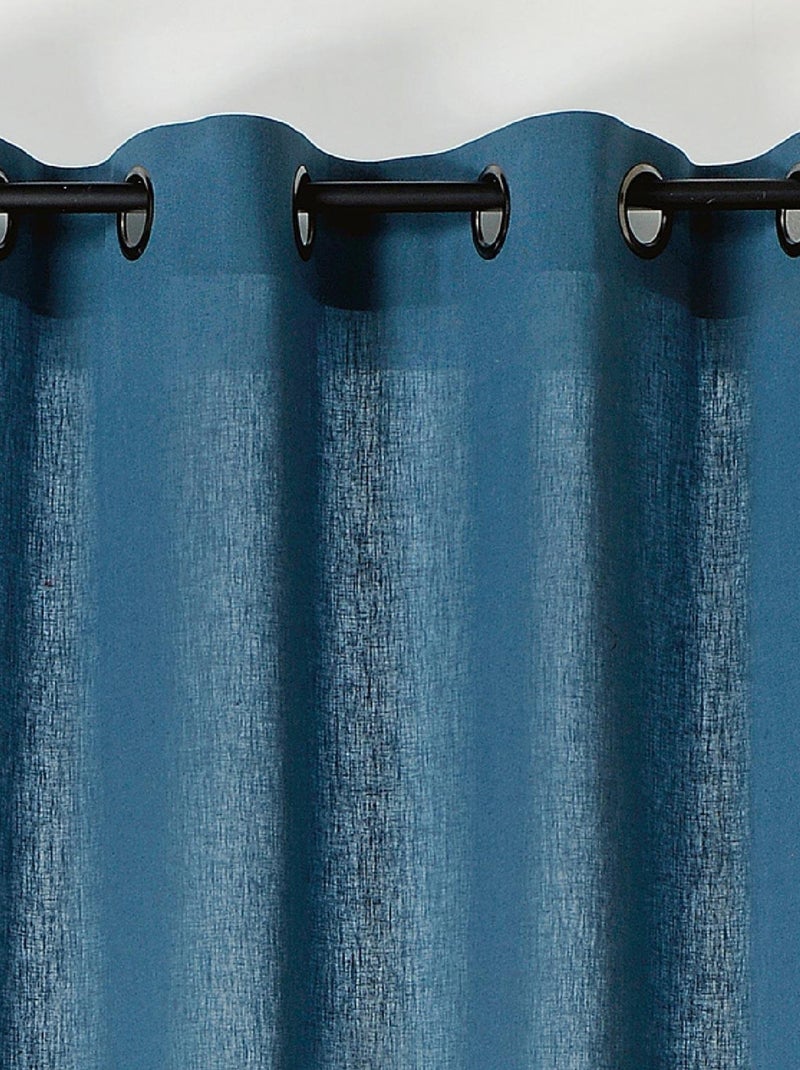 Rideau tamisant en poly-lin Bleu foncé - Kiabi