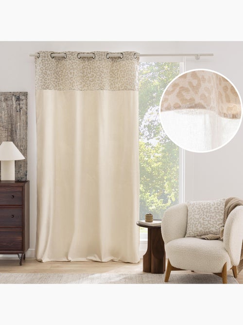 Rideau tamisant en polycoton avec bandeau jacquard chenille léopard - Kiabi Rideau tamisant en polycoton avec bandeau jacquard chenille léopard - Kiabi