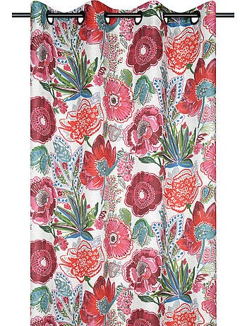 Rideau tamisant en polylin à motif floral