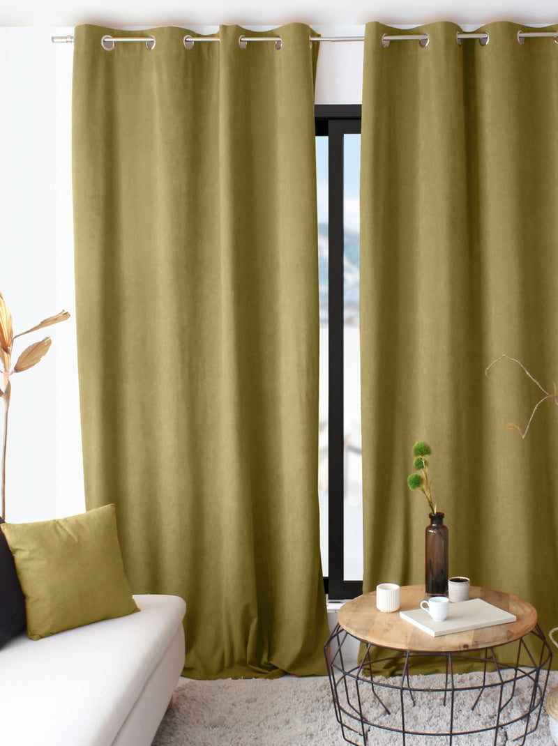 Rideau tamisant en velours Bronze - Kiabi