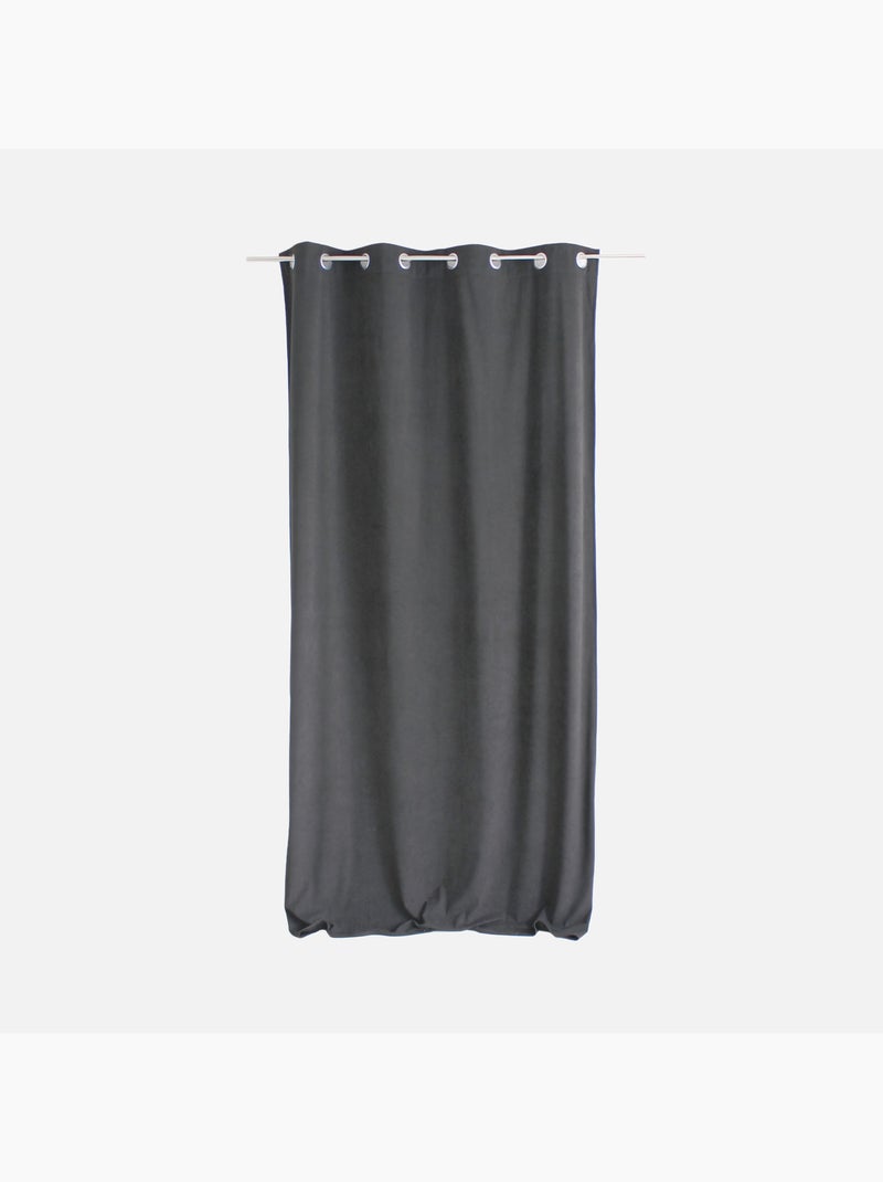 Rideau tamisant en velours gris anthracite - Kiabi