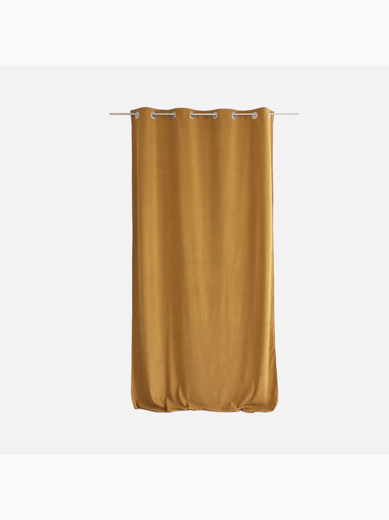Rideau tamisant en velours Moutarde - Kiabi