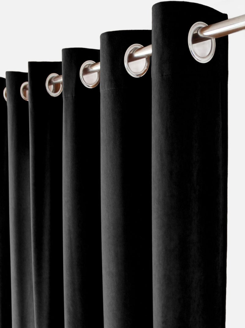 Rideau tamisant en velours Noir - Kiabi