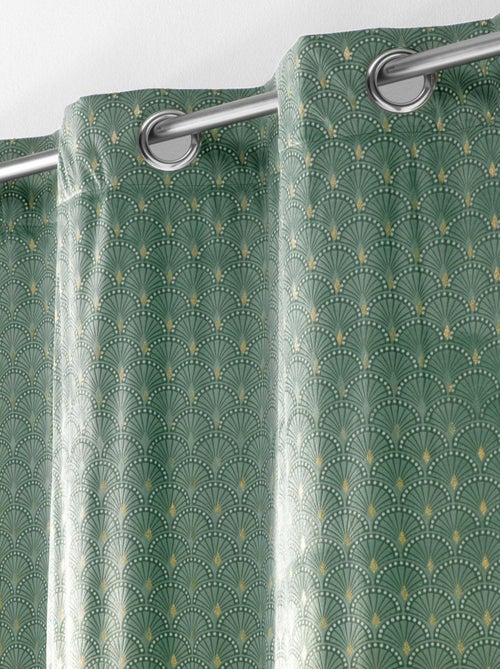 Rideau tamisant en velours print or - Kiabi