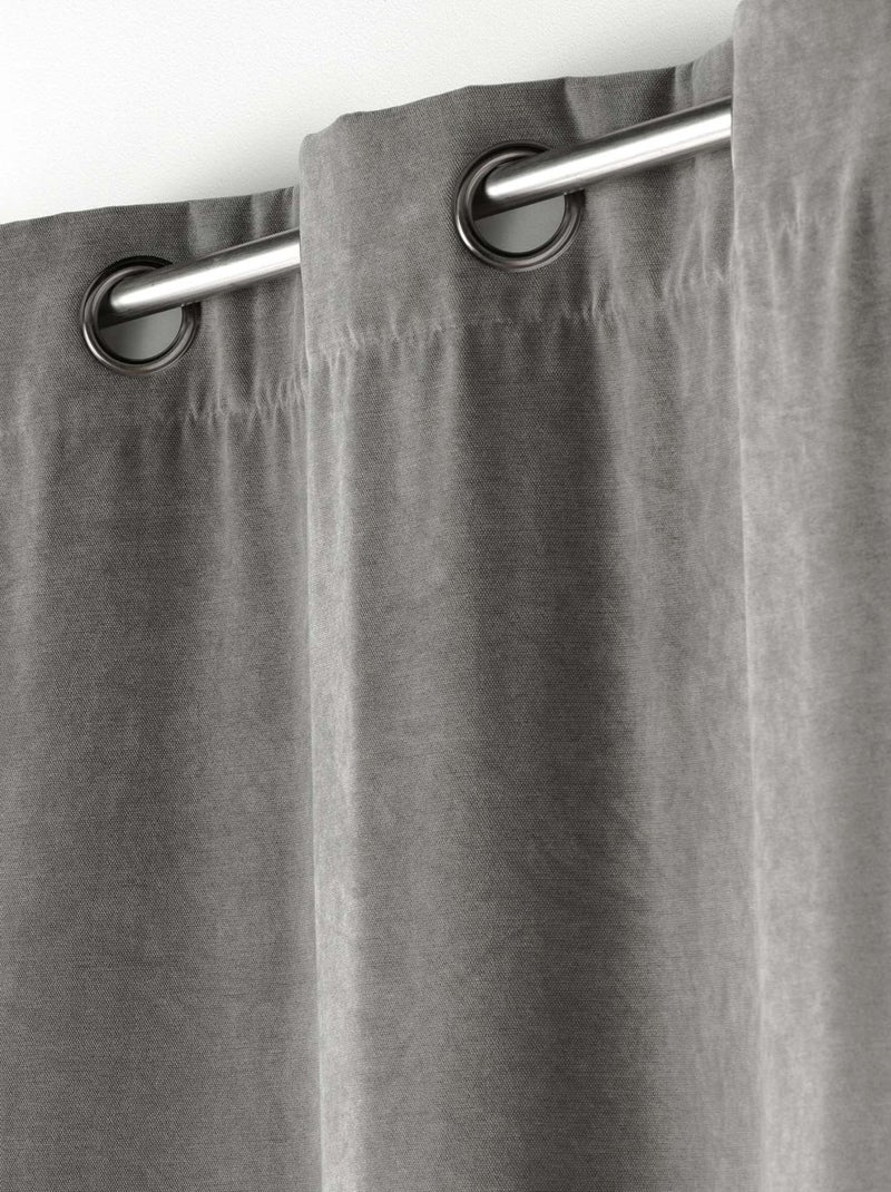 Rideau tamisant en velours uni Gris - Kiabi