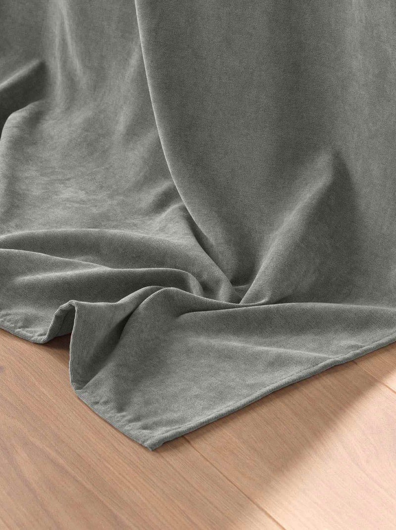 Rideau tamisant en velours uni Gris - Kiabi