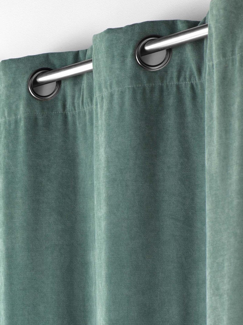 Rideau tamisant en velours uni Vert olive - Kiabi