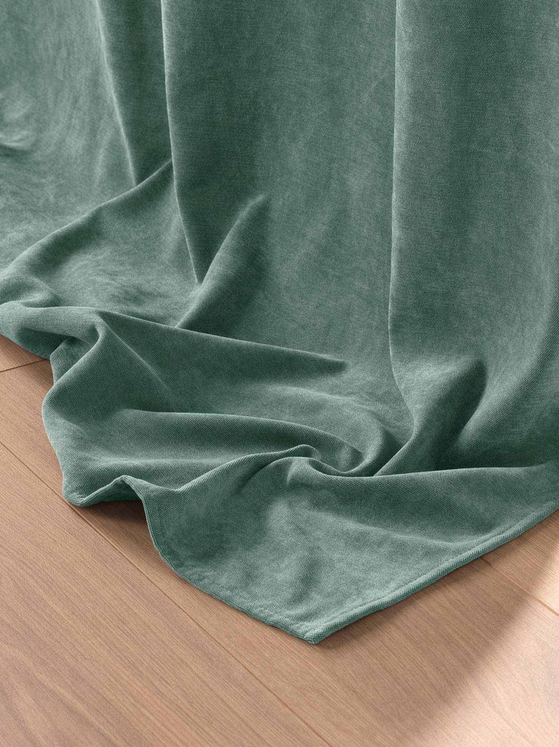 Rideau tamisant en velours uni Vert olive - Kiabi