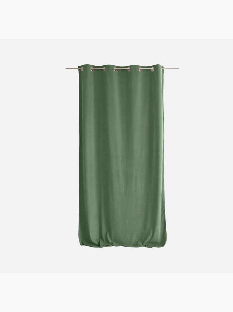 Rideau tamisant en velours Vert - Kiabi