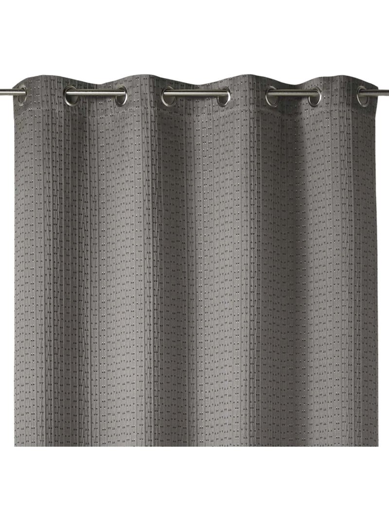 Rideau tamisant épais en jacquard uni à reliefs Taupe - Kiabi