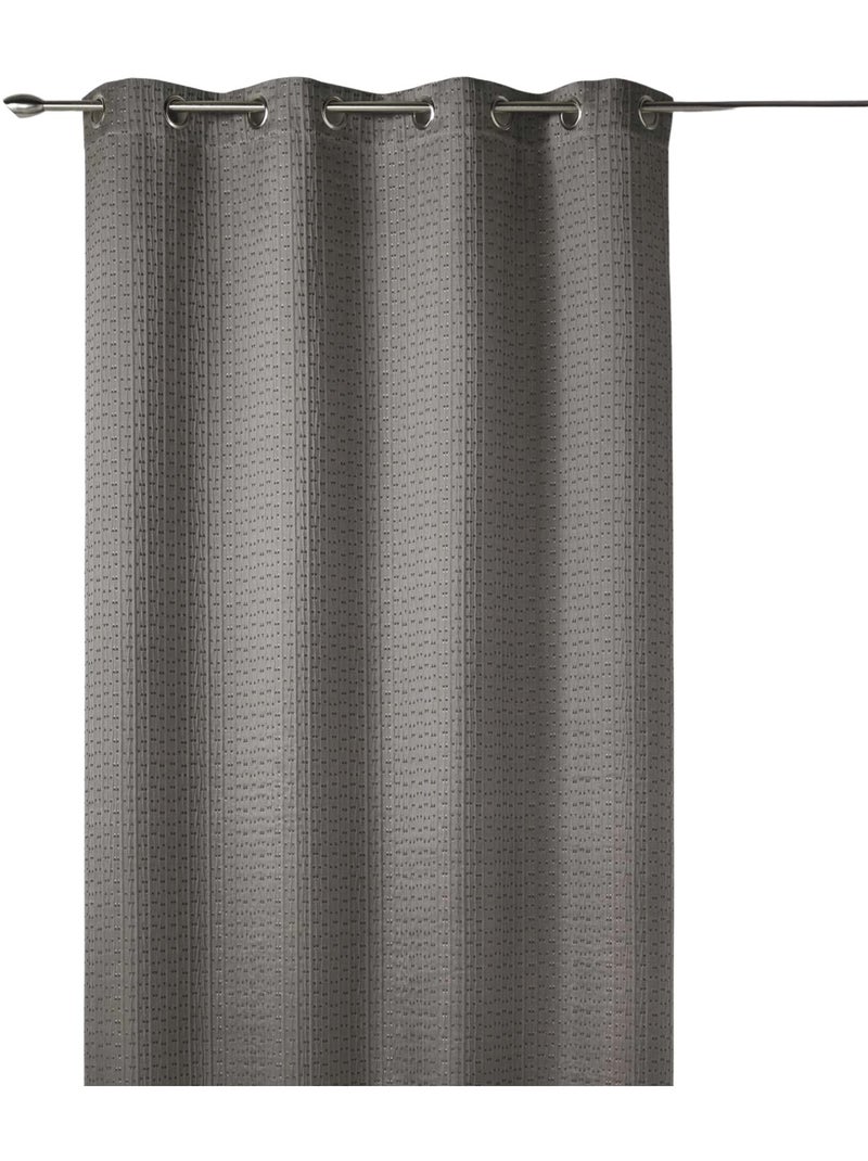 Rideau tamisant épais en jacquard uni à reliefs Taupe - Kiabi