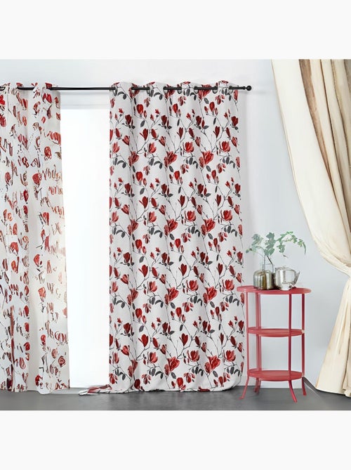 Rideau tamisant et imprimé Magnolia - Kiabi