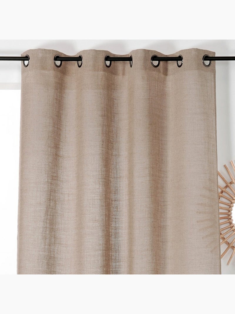 Rideau tamisant et naturel en 100% lin Bois naturel - Kiabi