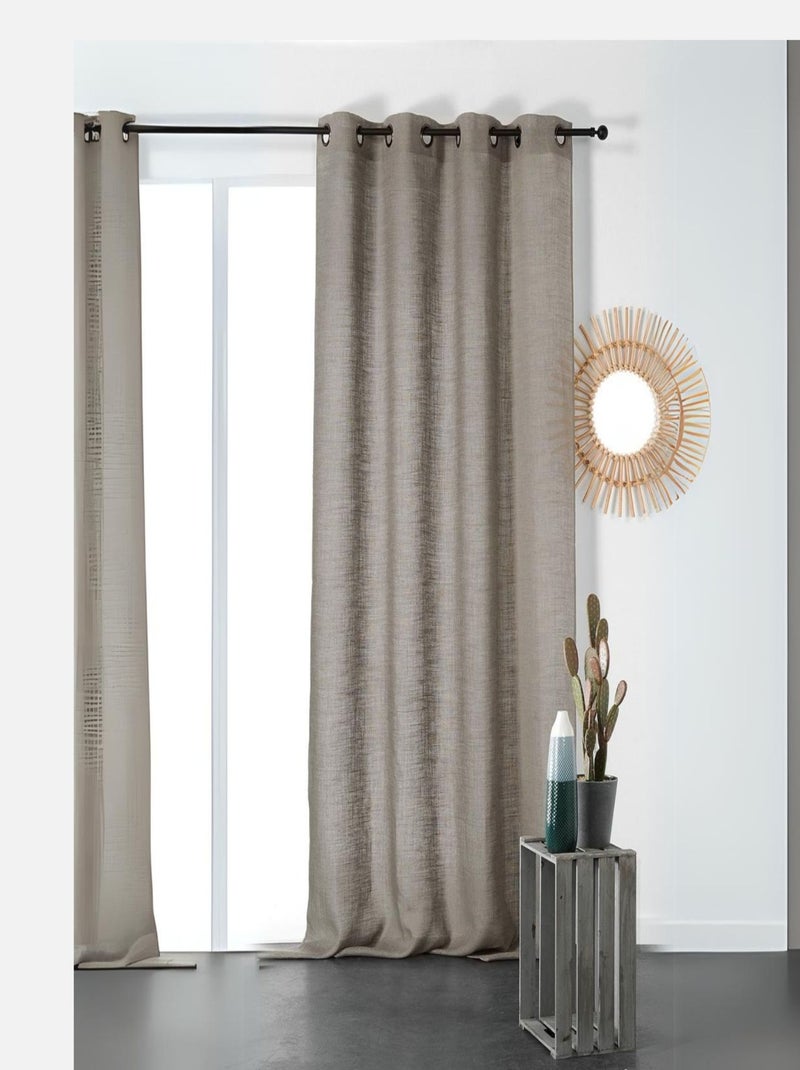 Rideau tamisant et naturel en 100% lin Gris perle - Kiabi