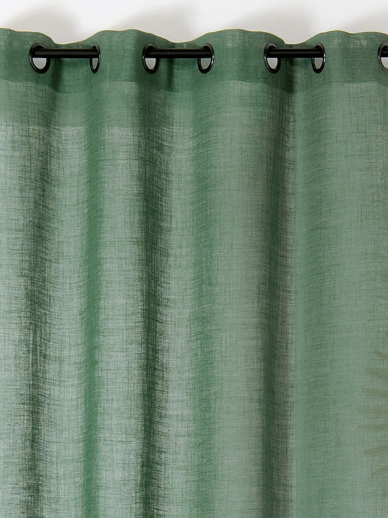Rideau tamisant et naturel en 100% lin Vert - Kiabi