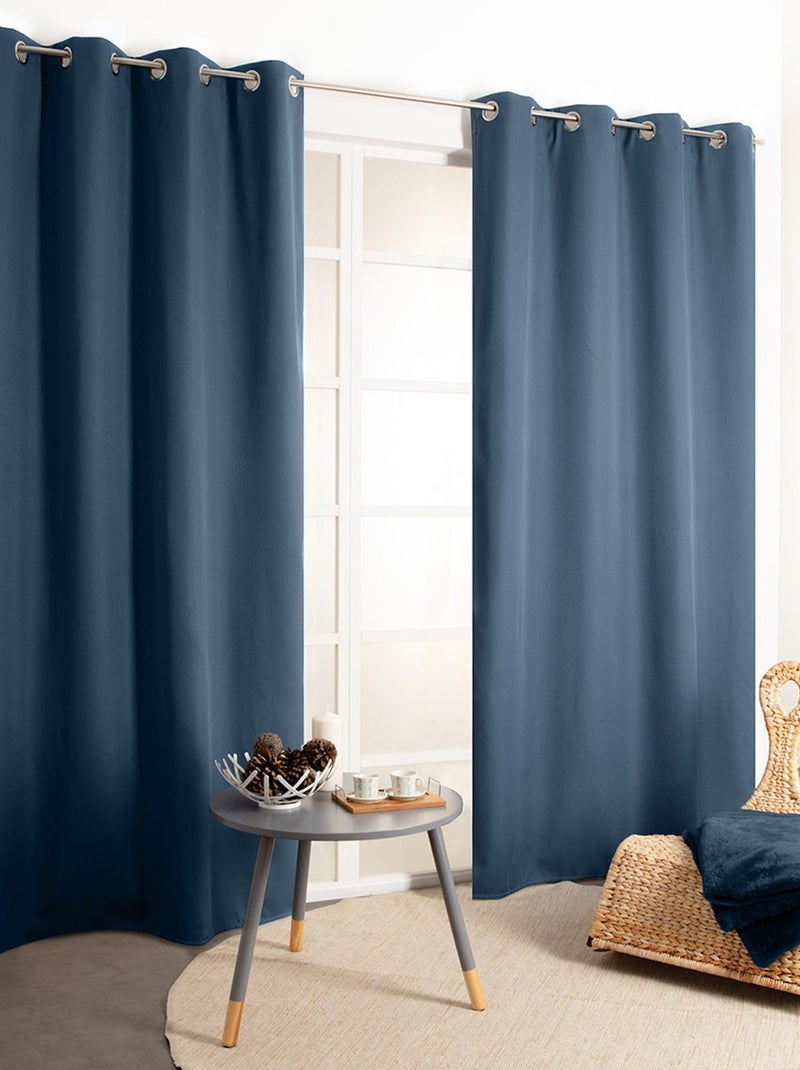 Rideau tamisant et thermique Bleu marine - Kiabi
