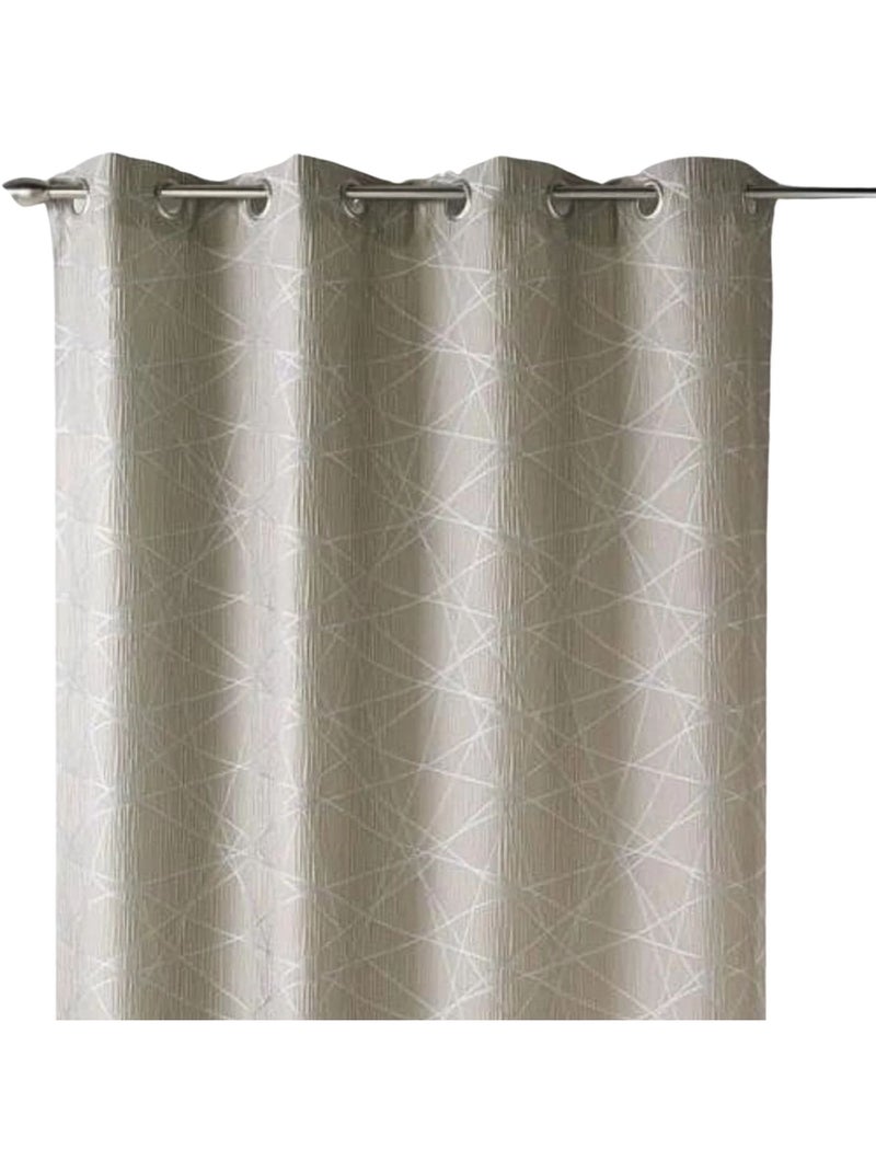 Rideau tamisant jacquard à motifs géométriques Beige - Kiabi