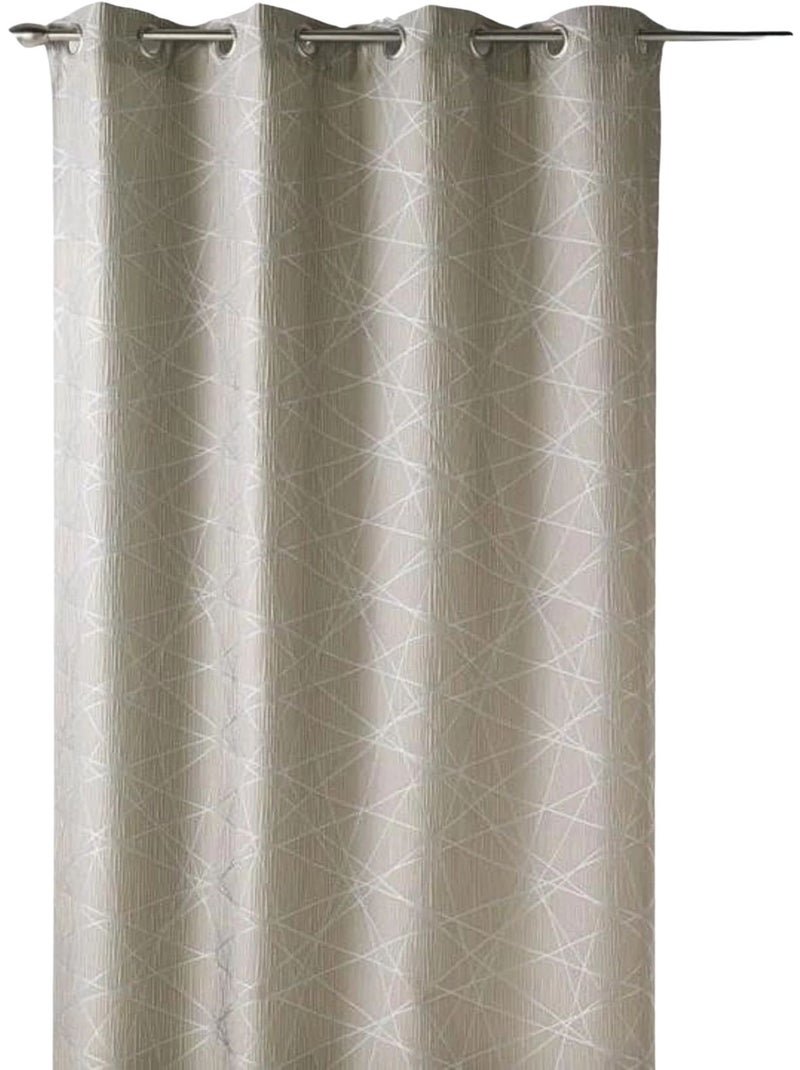 Rideau tamisant jacquard à motifs géométriques Beige - Kiabi