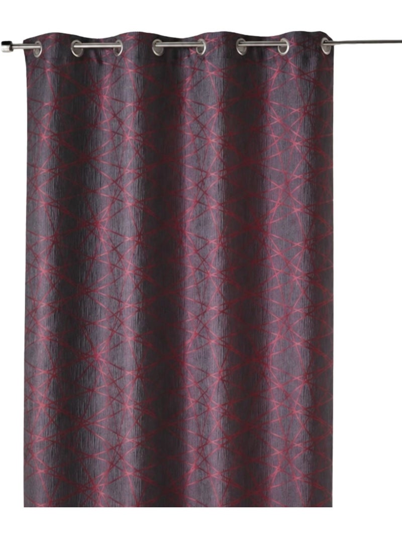 Rideau tamisant jacquard à motifs géométriques Bordeaux - Kiabi