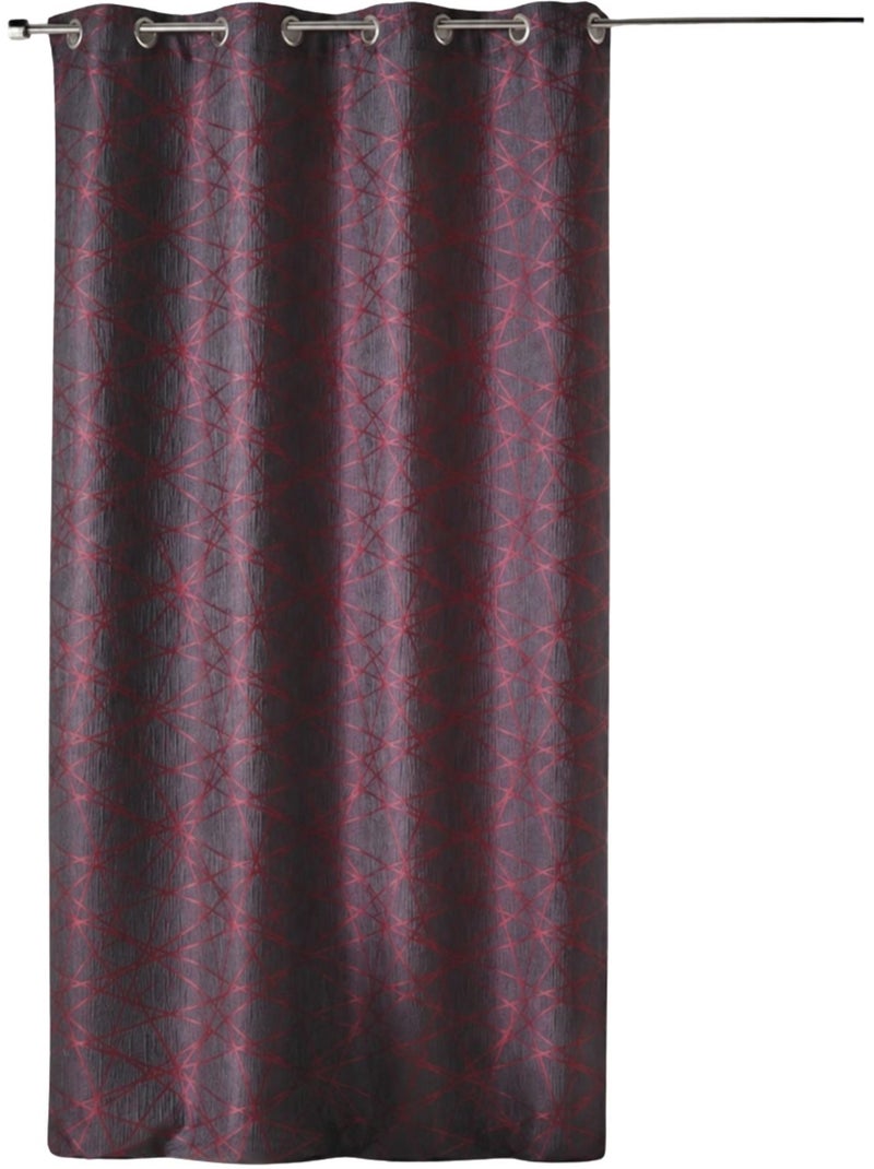 Rideau tamisant jacquard à motifs géométriques Bordeaux - Kiabi