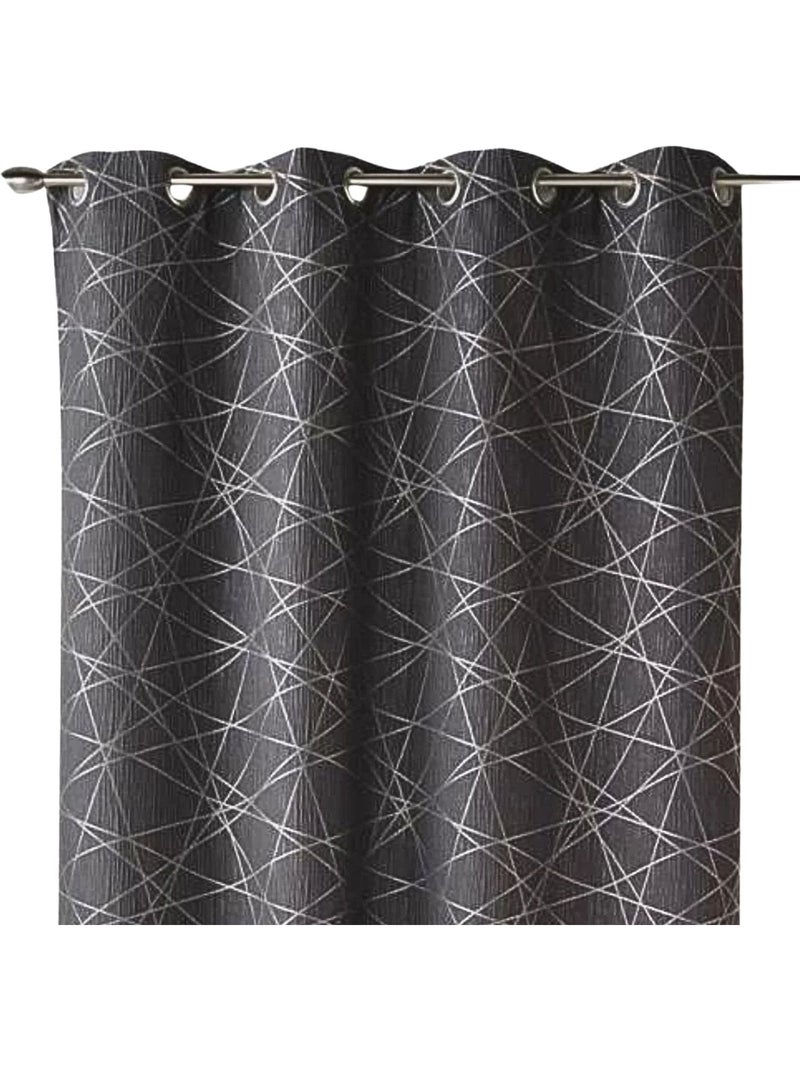 Rideau tamisant jacquard à motifs géométriques Gris clair - Kiabi