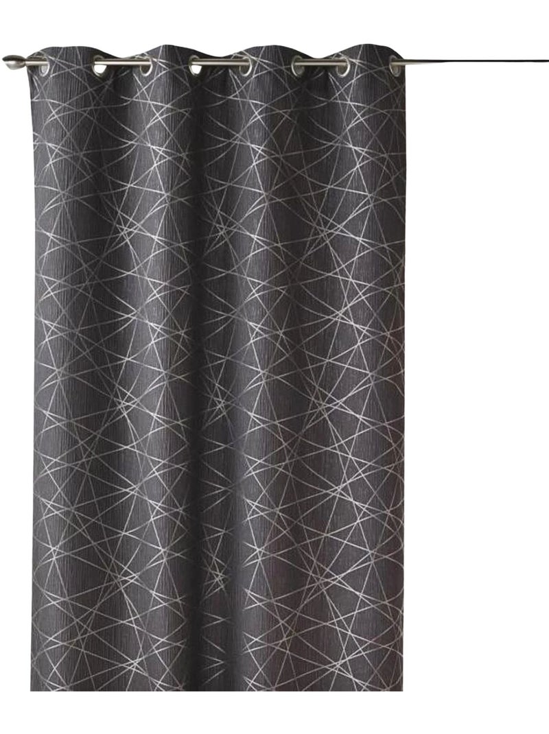 Rideau tamisant jacquard à motifs géométriques Gris clair - Kiabi