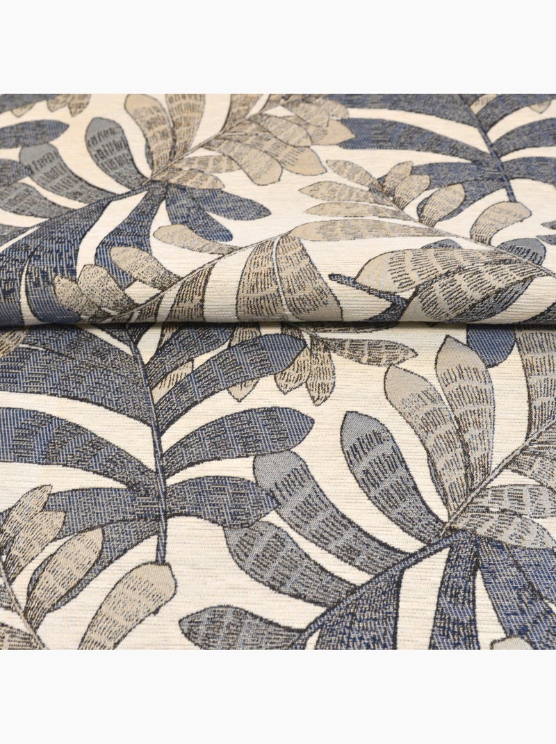 Rideau tamisant jacquard à motifs végétaux Bleu - Kiabi