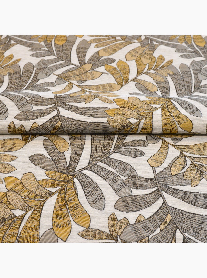 Rideau tamisant jacquard à motifs végétaux Jaune foncé - Kiabi