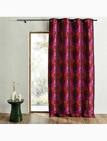 Rideau tamisant jacquard motifs de croissants de lune