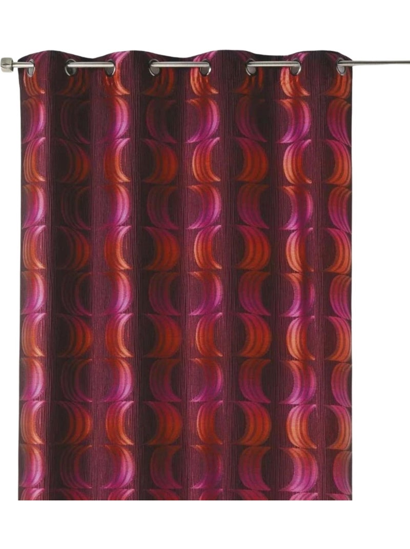 Rideau tamisant jacquard motifs de croissants de lune Bordeaux - Kiabi