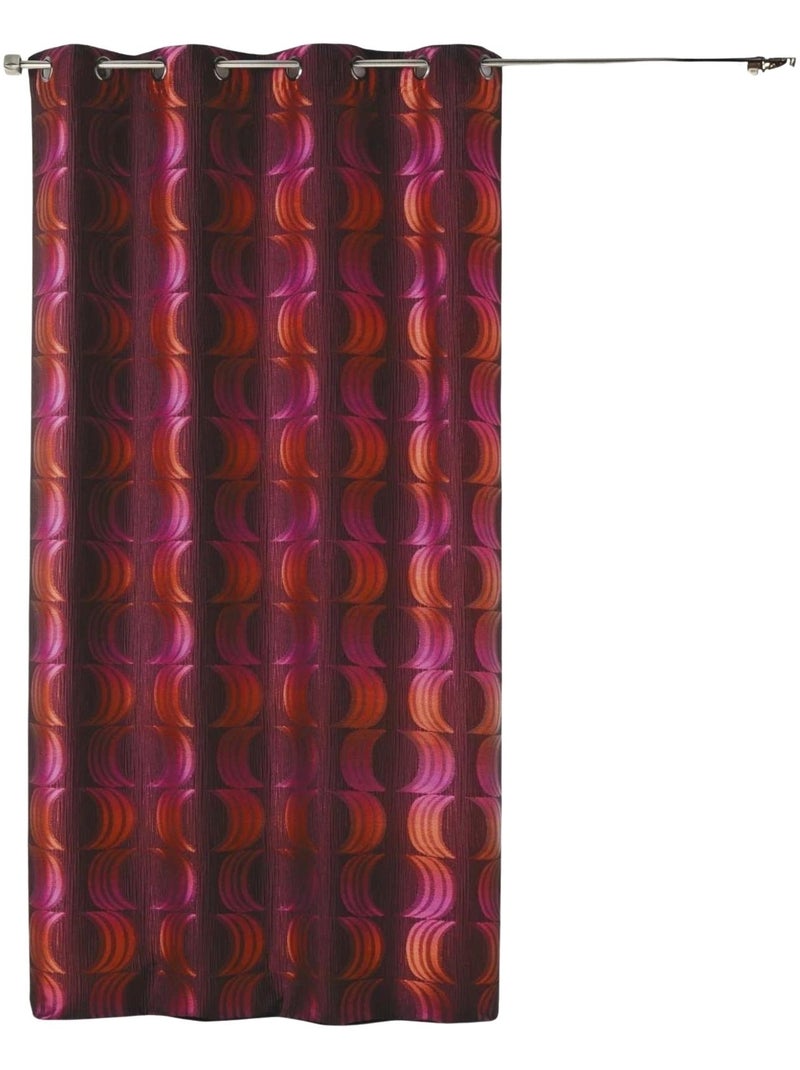 Rideau tamisant jacquard motifs de croissants de lune Bordeaux - Kiabi