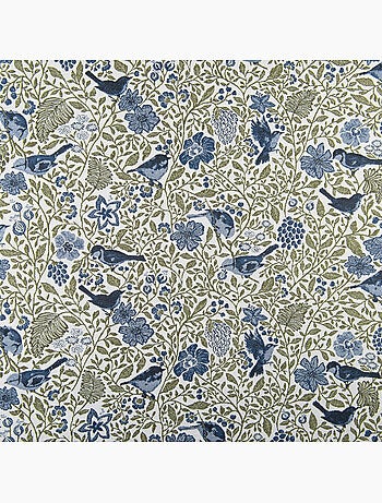 Rideau tamisant jacquard polycoton à motifs floraux et oiseaux