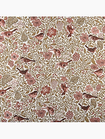 Rideau tamisant jacquard polycoton à motifs floraux et oiseaux
