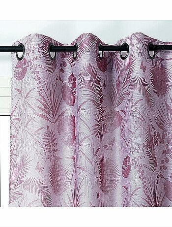 Rideau tamisant motif tropical rose