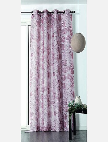 Rideau tamisant motif tropical rose