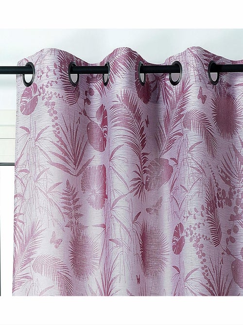 Rideau tamisant motif tropical rose - Kiabi