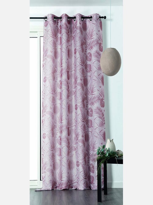 Rideau tamisant motif tropical rose - Kiabi