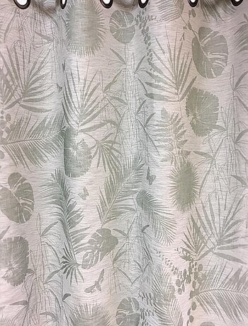 Rideau tamisant motif tropical rose