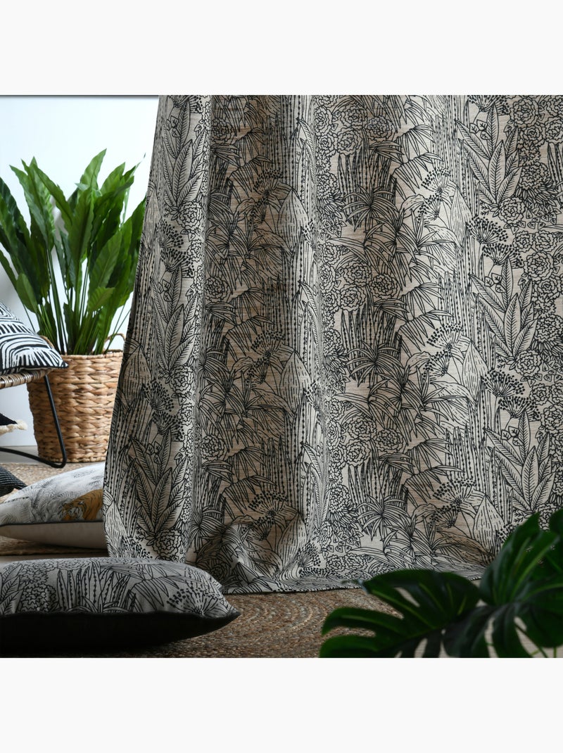 Rideau tamisant motif végétal exotique Noir - Kiabi