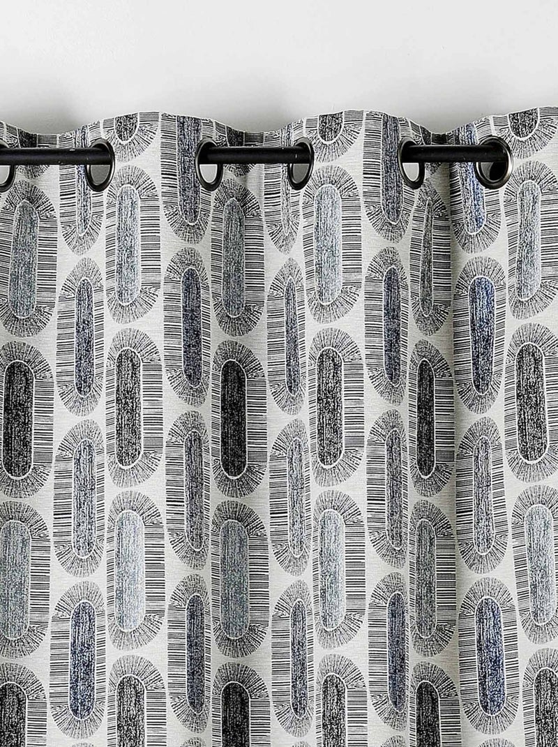 Rideau tamisant motifs rétro Bleu - Kiabi