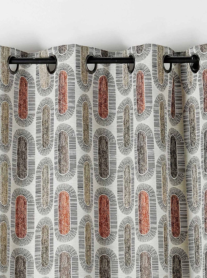 Rideau tamisant motifs rétro Marron clair - Kiabi