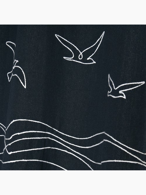 Rideau tamisant polycoton à œillets motif bord de mer - Kiabi