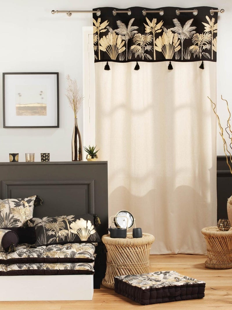 Rideau tamisant top Jungle dorée Beige - Kiabi