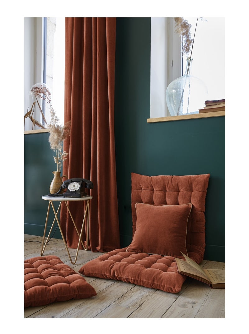 Rideau tamisant velours Collection Cesar Marron clair - Kiabi