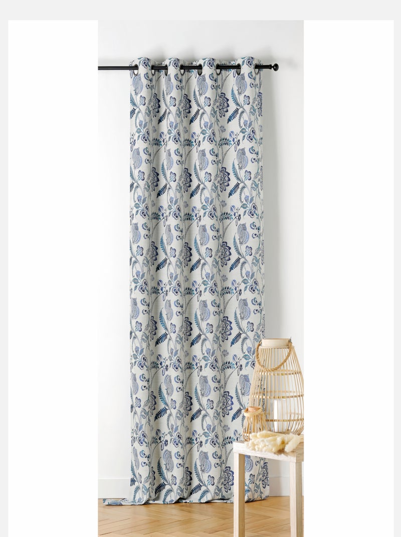 Rideau tamisant vintage floral Bleu outremer - Kiabi