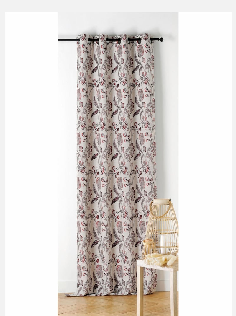 Rideau tamisant vintage floral Rouge - Kiabi