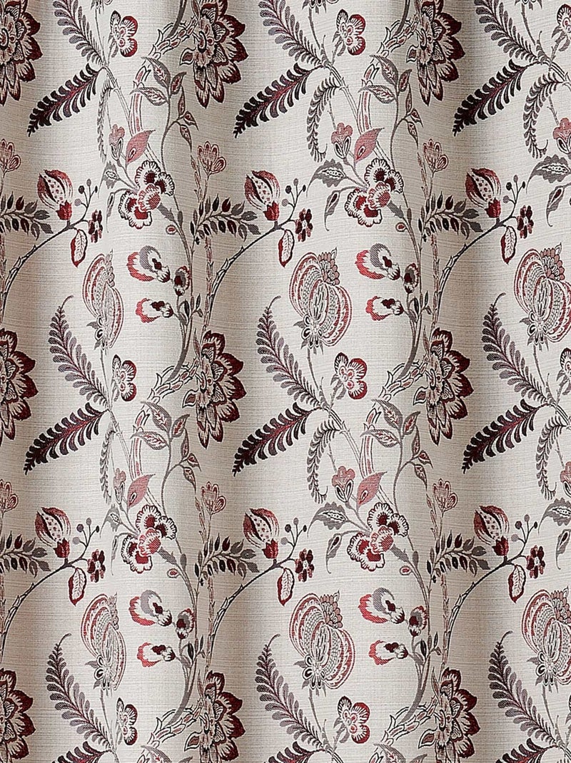 Rideau tamisant vintage floral Rouge - Kiabi