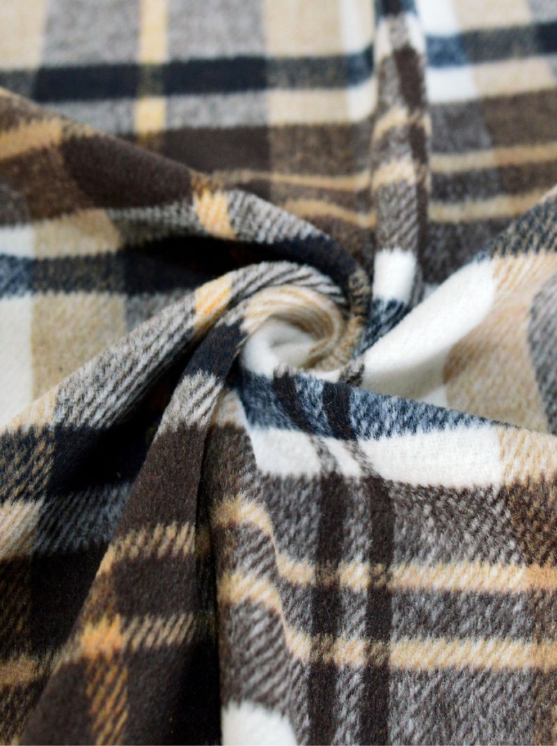 Rideau Tartan à carreaux laine mélangée Marron foncé - Kiabi