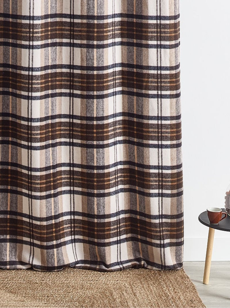 Rideau Tartan à carreaux laine mélangée Marron foncé - Kiabi
